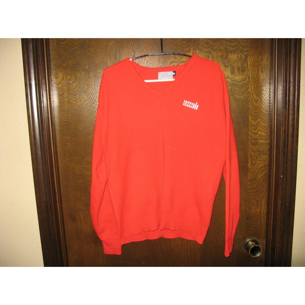 Vintage Case Tractors Logo Red V-Neck LS Sweater Pinnacle MADE IN USA Size L